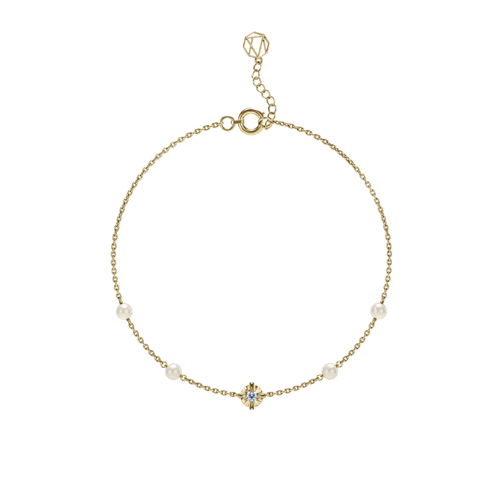 Pearl Love：Be shining10K Sparkling  Diamond Pearl Bracelet BR0219