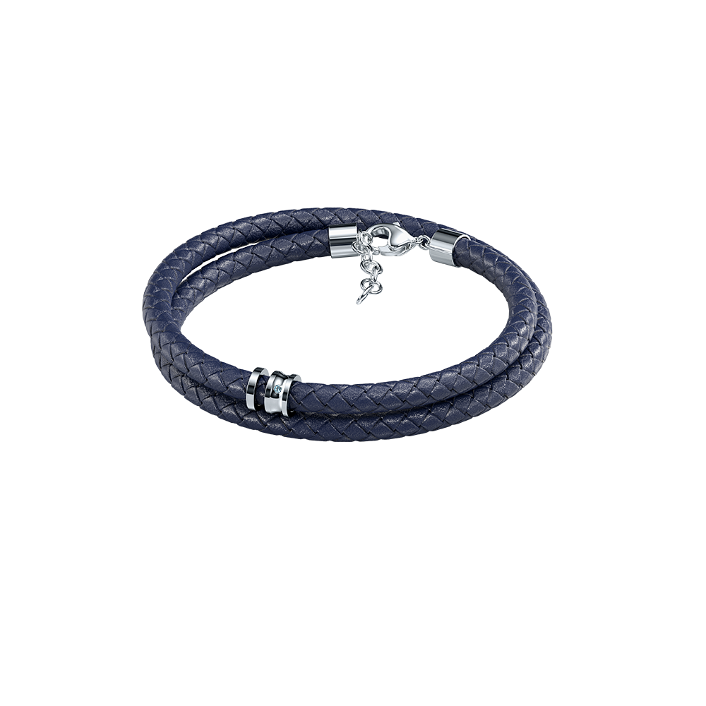 Lovers : 10K Blue diamond leather bracelet