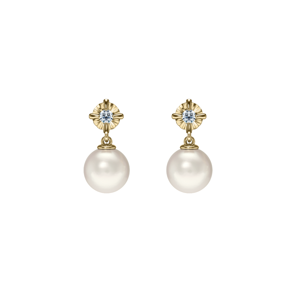 Pearl Love：Be charming 10K  Pearl Diamond Earrings EE0219
