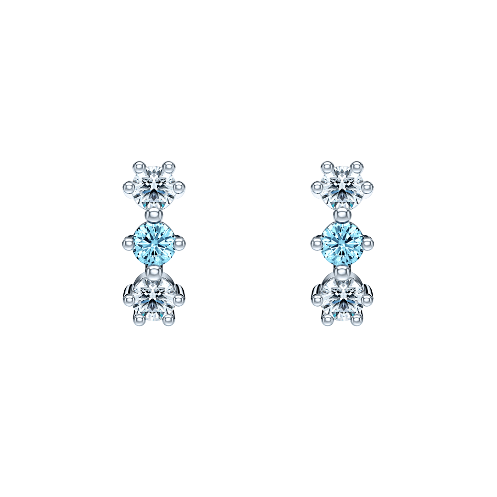 Lovers : 18K Sparkling blue diamond earrings
