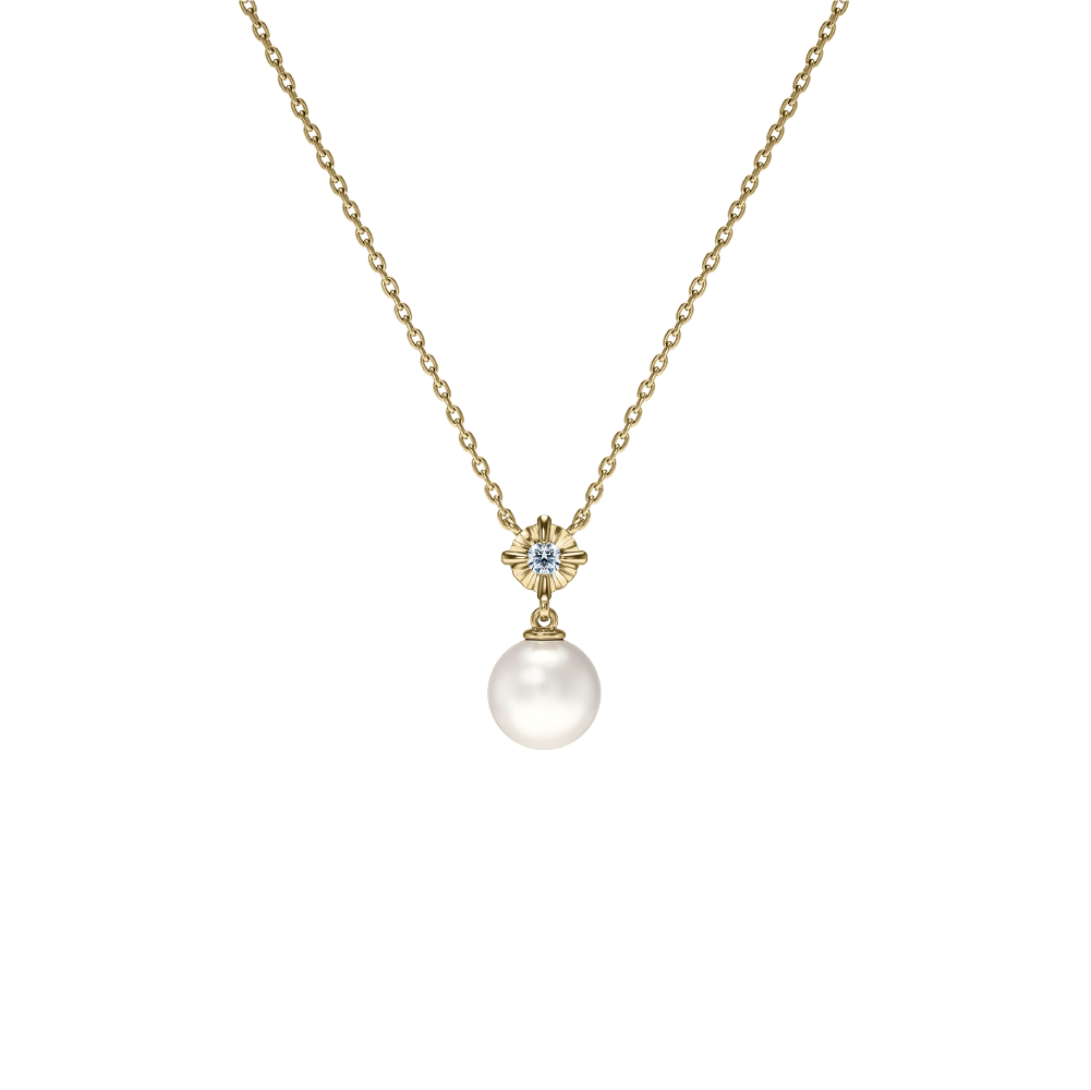Pearl Love：Be charming 10K  Pearl Solitaire Necklace NN0219