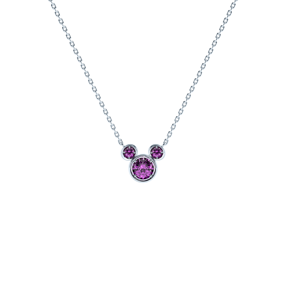 Mickey Mouse-shaped Dreamy Amethyst Gold Necklace NNDM006
