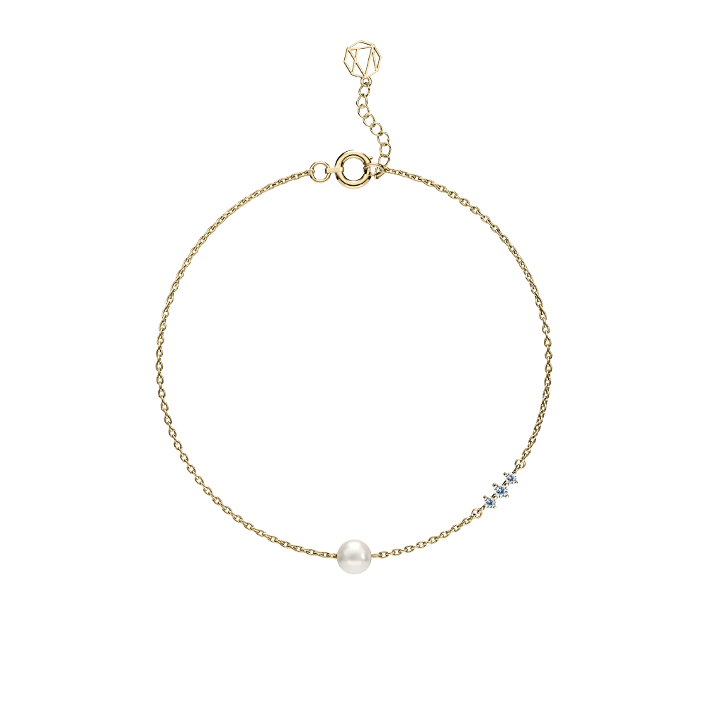 Pearl Love：Be cherishing 10K Exquisite Diamond and Pearl Bracelet BR0221