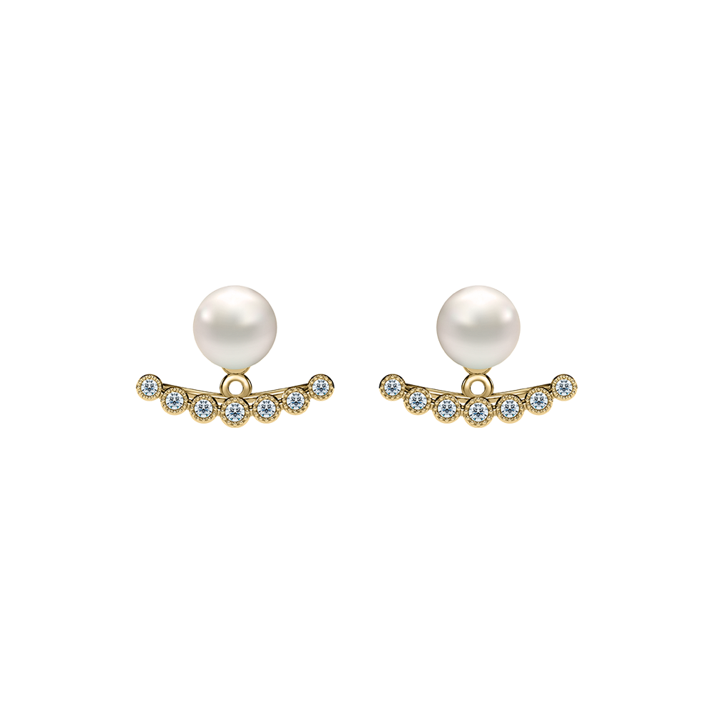 Pearl Love : Be Myself 10 Kgold Sparkling gemstones pearl earrings EE0131