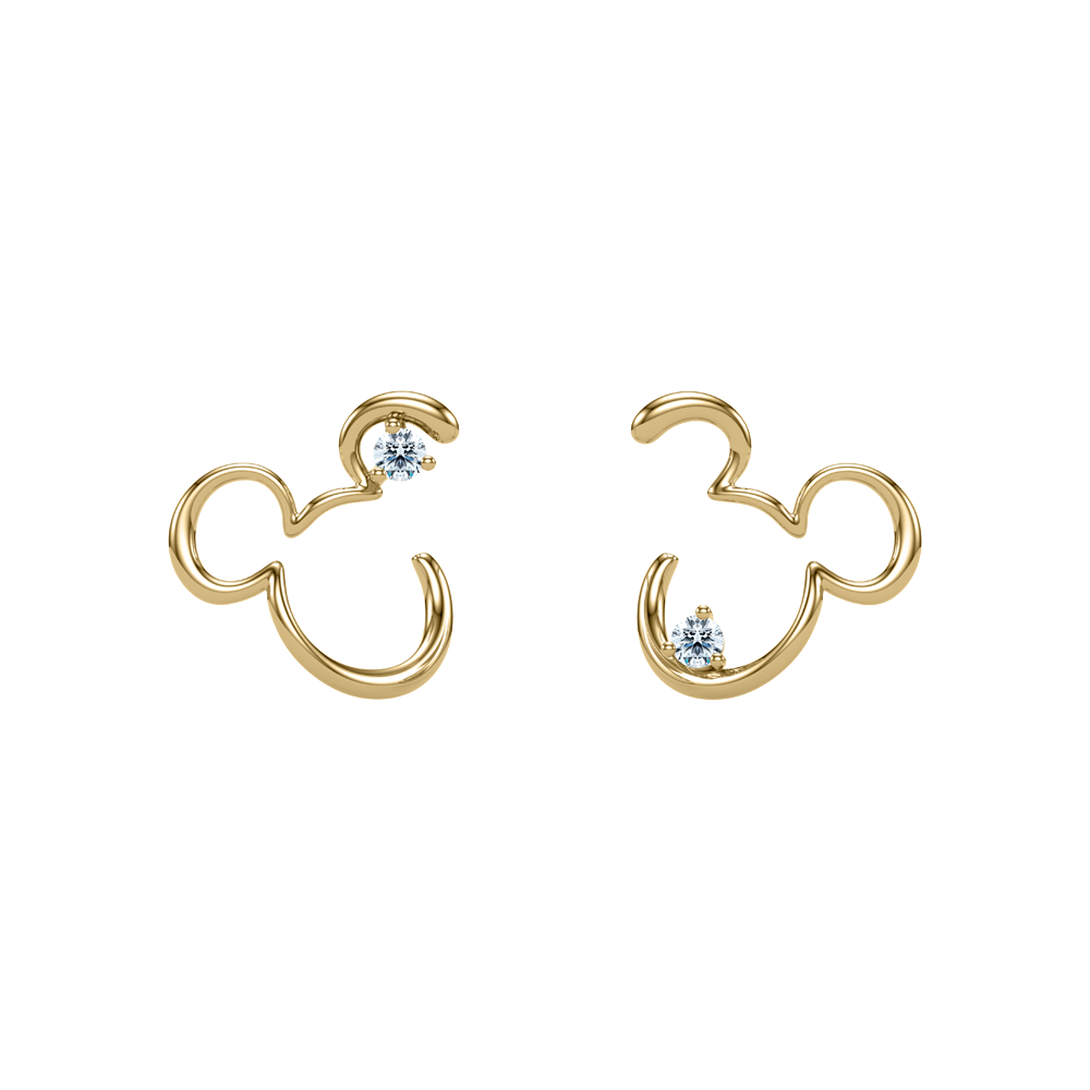 Mickey Mouse I Mean Us :  10K Mickey Diamond Earrings EEDM001