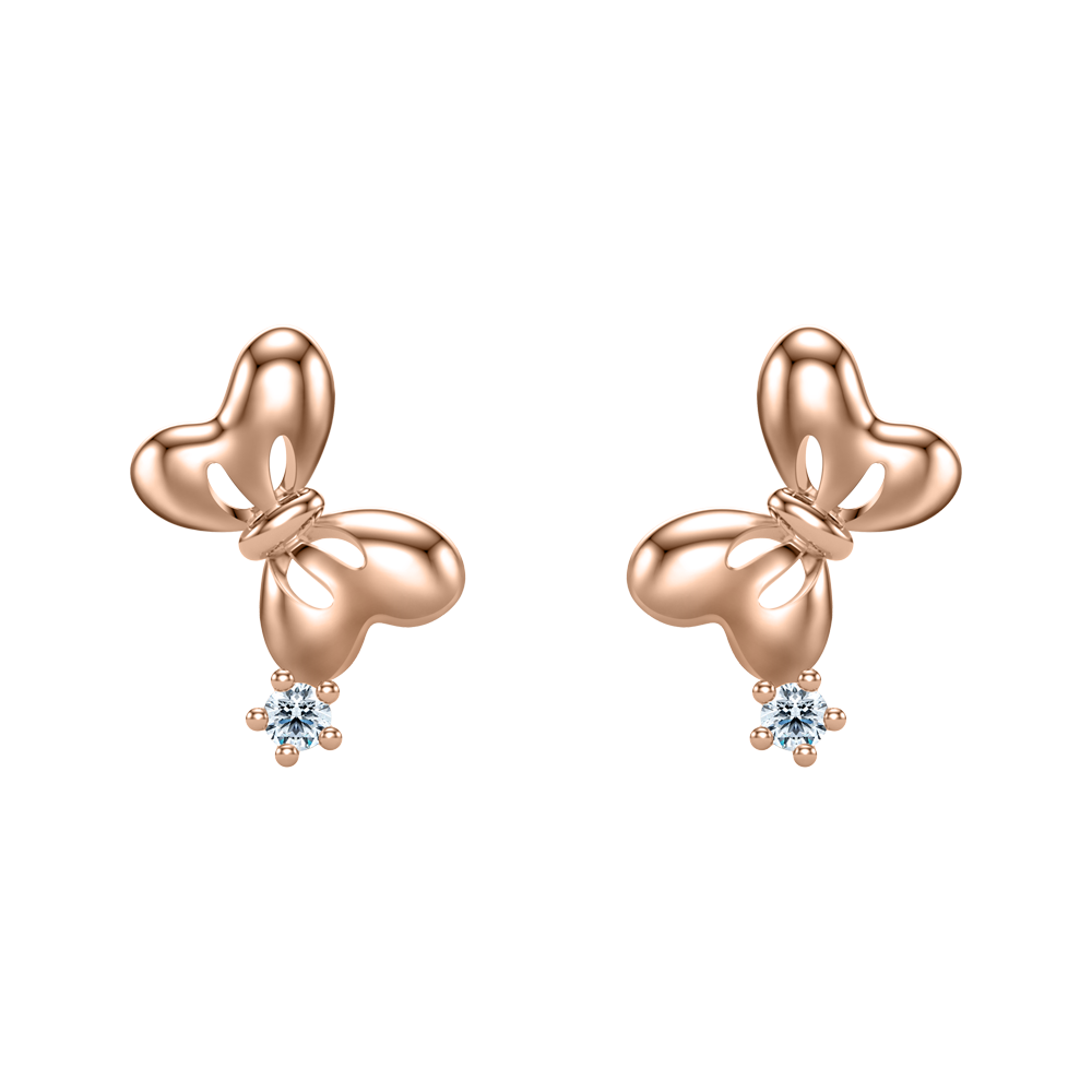 Mickey Mouse Love Promise :  10K Bow Diamond Earrings EEDM003