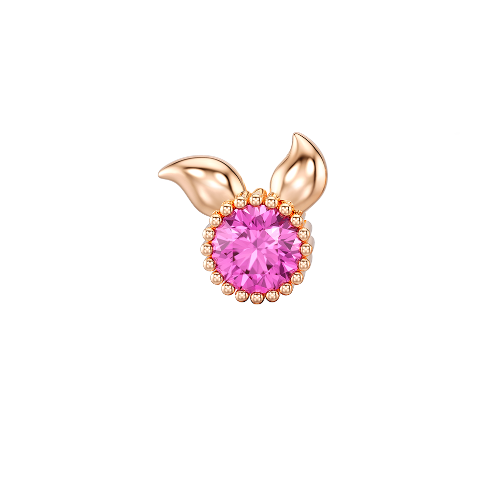 Winnie-the-Pooh Piglet : 10K Pink Sapphire Earring (Single)