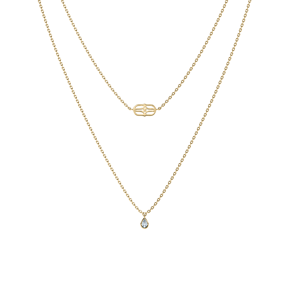 Perfect Me : Love Knocks 10K gold Tulip Solitaire double chain necklace
