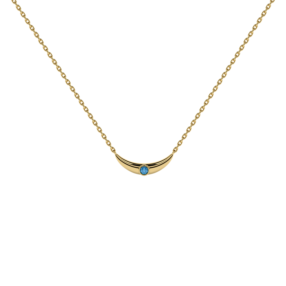 Aladdin Be My World  :  10K gold Blue Gemstone Collarbone Necklace NNDA001