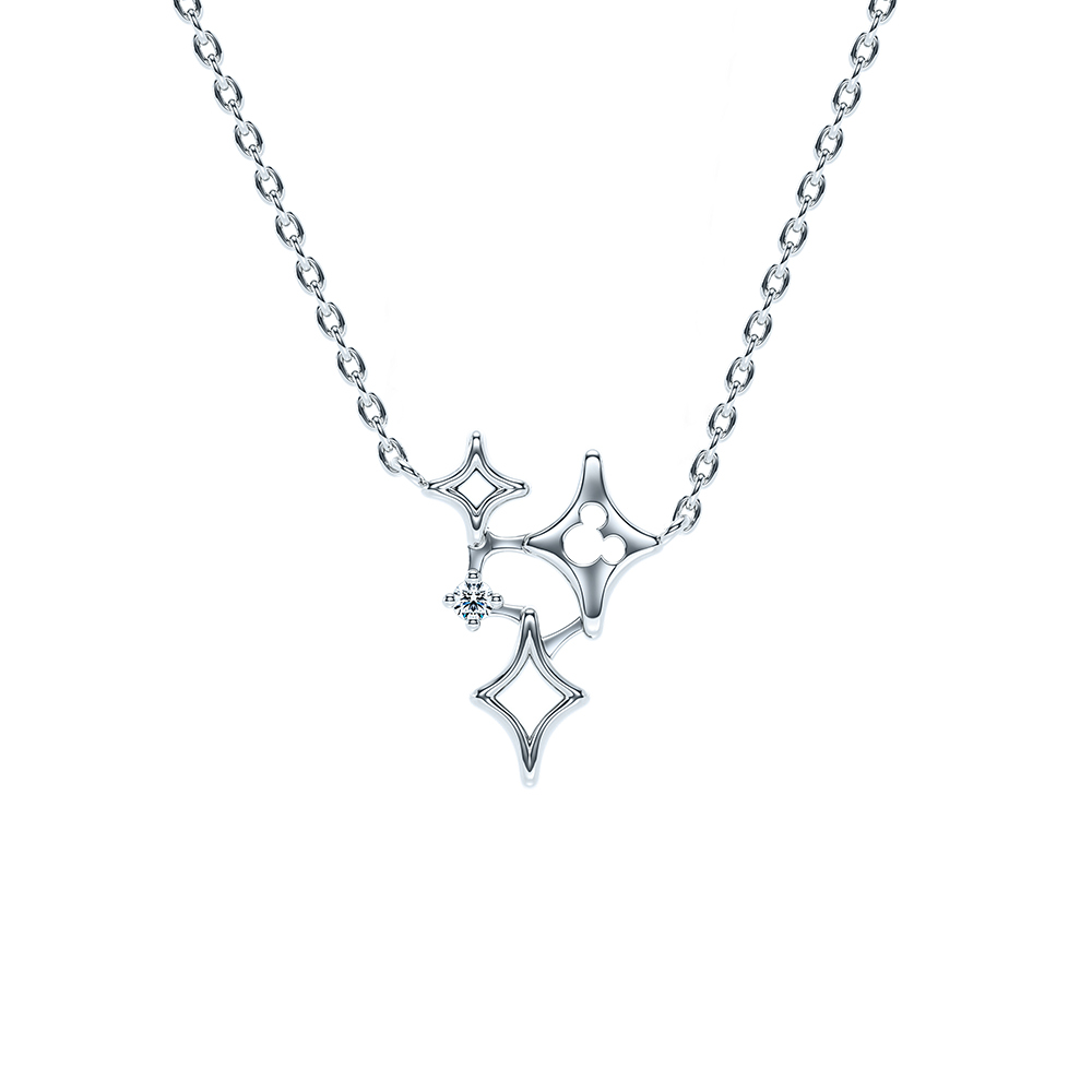 Disney 100th Anniversary Mickey-shaped Celestial Diamond Gold Necklace NNDM004