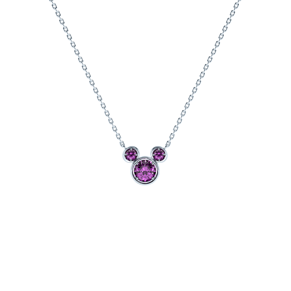 Disney 100th Anniversary Mickey-shaped Dreamy Amethyst Gold Necklace NNDM006
