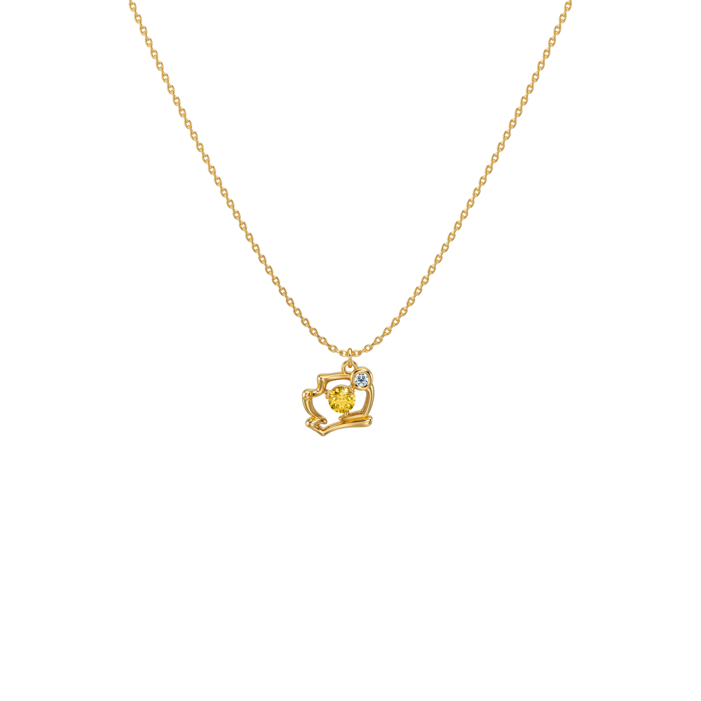 Winnie-the-Pooh The Pooh : 10K Yellow Crystal Diamond Necklace NNDW002